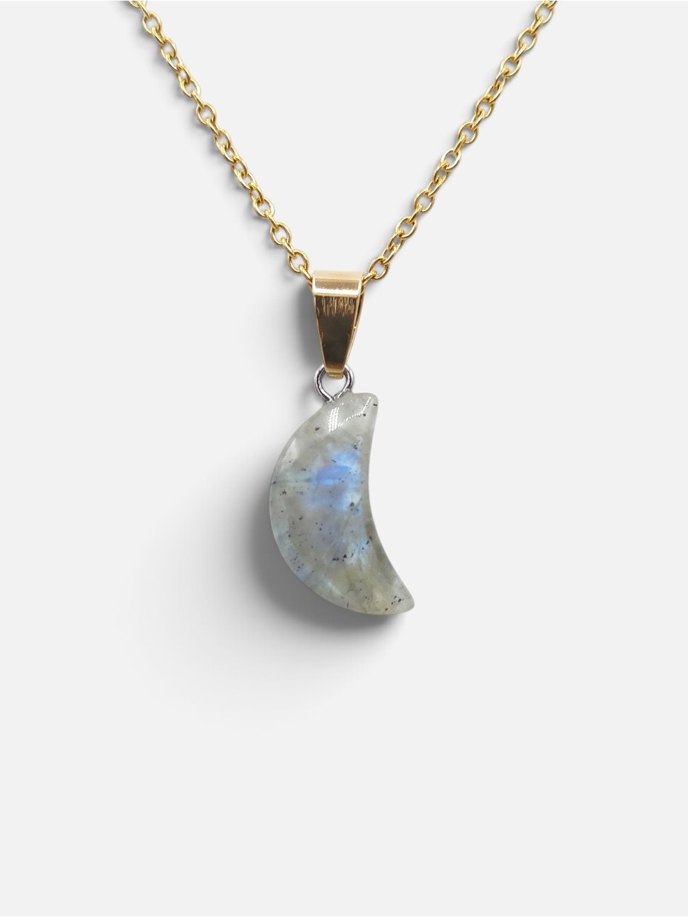 LABRADORITE MOON NECKLACE (GOLD)